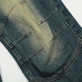 Men Jeans Stitching Hip Hop Distressed Loose Casual