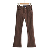 Women Jeans Retro Slim Fit Bell-Bottom Pants Stretch Tight