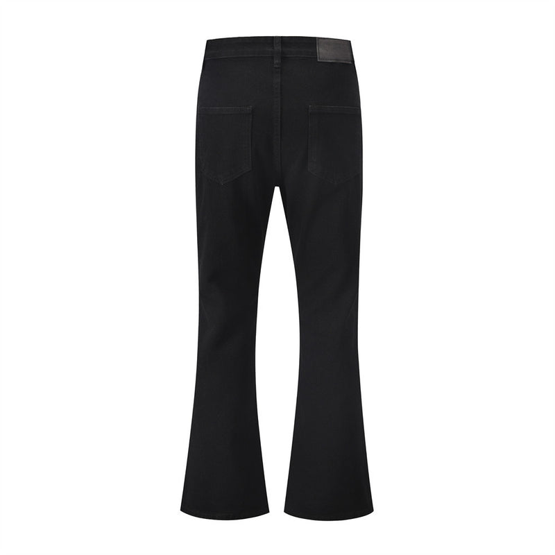 Men Jeans Bell-Bottom Pants Loose Casual Simple Solid Color