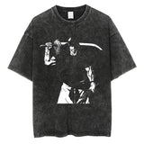 Men Vintage T-shirt Harajuku Anime Graphic Print T-Shirt