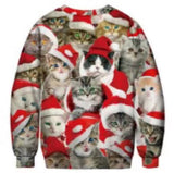 Black Christmas Sweater Christmas round Neck Sweater Casual Funny Santa Claus