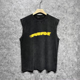 Purple Brand Distressed Tank T Shirts Distressed Sleeveless T-shirt Vest