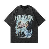 Men T-Shirt Printed Wash round Neck T Retro Short Sleeve T-shirt