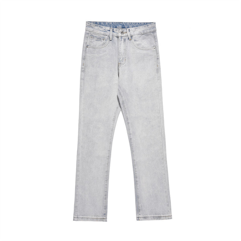 Men Jeans Embroidered Skull Flame Loose Cool