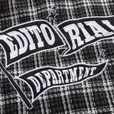 Men Long Sleeved T Shirt Letter Embroidered Street Lapel Long Sleeve Shirt Autumn Loose Fine Plaid Shirt