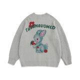 Women Sweater Cute Rabbit Pattern Retro Loose Sweater