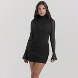 Women Dress Sexy Mesh Pleats Dress