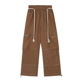 Cargo Pants Silk Drape Multi-Pocket Slacks