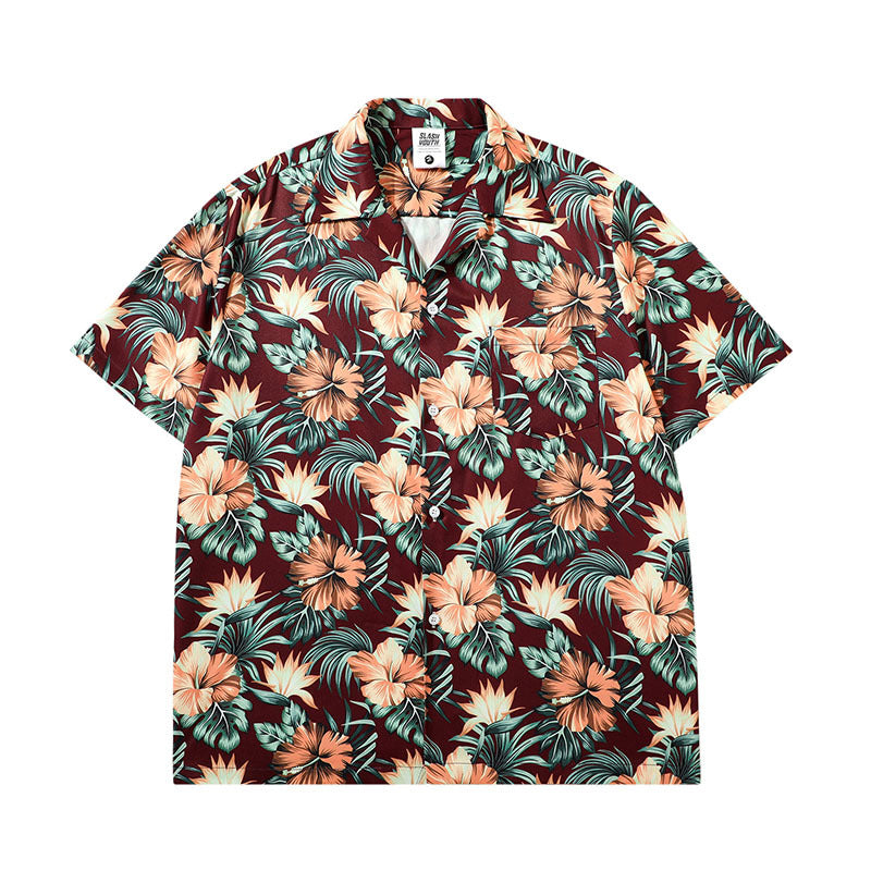 Short Sleeve Shirt Vintage Floral Hawaiian Vacation Shirt