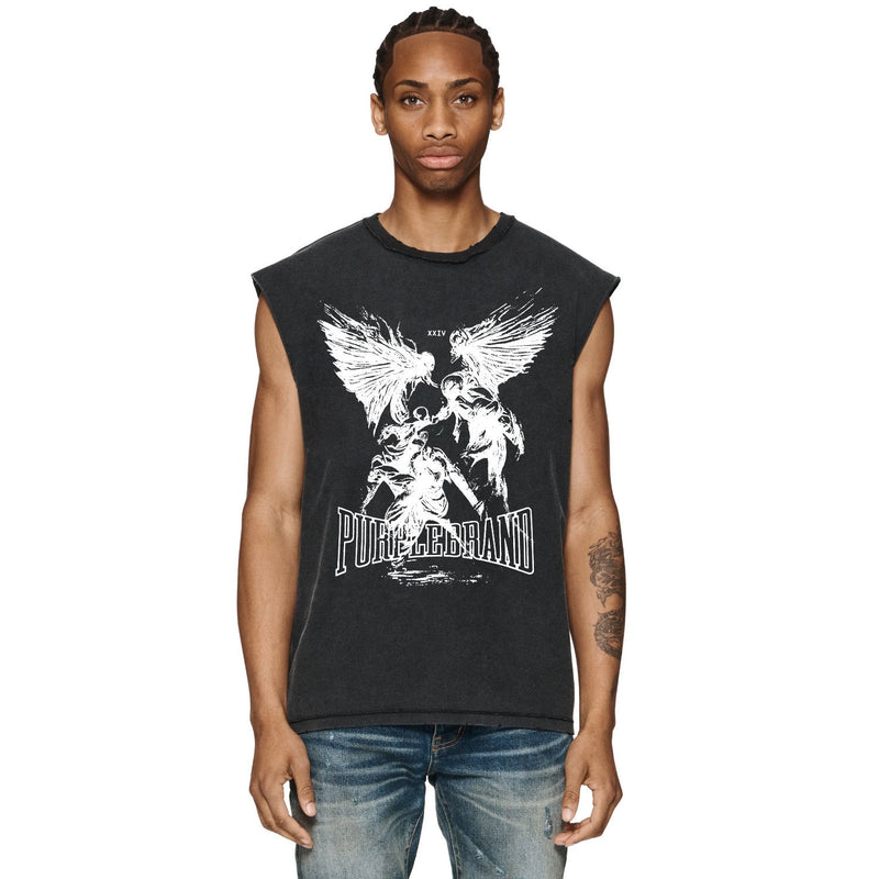 Purple Brand Distressed Tank T Shirts Distressed Sleeveless T-shirt Vest