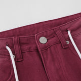 Men Jeans Side Ribbon Stitching Loose Casual