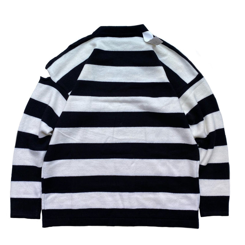 Kapital Sweater Vintage Black and White Stripe Trendy Idle Style Embroidered Crew Neck Letter Loose Sweater