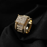 Rings Hip Hop Square Ring Copper Zircon Adjustable St. Valentine's Spectrum