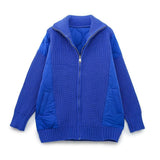 Women Cotton Coat Sweater Cardigan Women Thicken Lazy Style Stitching