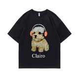 Clairo Dog Puppy Headphones Graphic Print Tshirt Summer Male