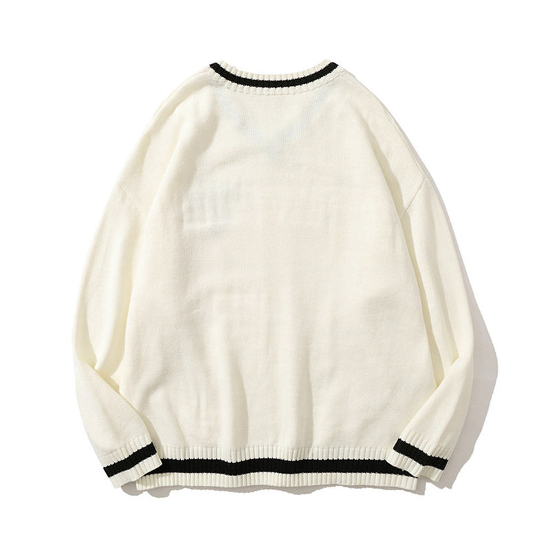 Men Sweater V-neck Sweater Loose