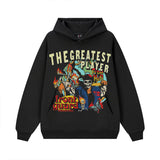Vintage Hoodie Flame Skull Vintage Hooded Crew Neck Sweater Loose