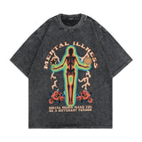 Men T-shirt Vintage Letter Print Short Sleeve T-shirt