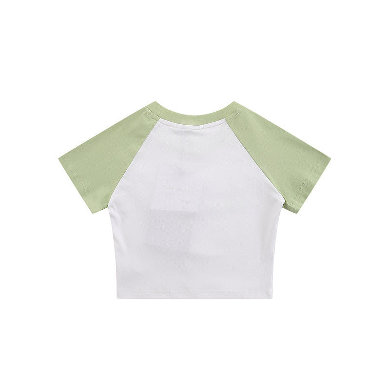 Men T-Shirt Retro Summer Slim Fit Midriff-Baring