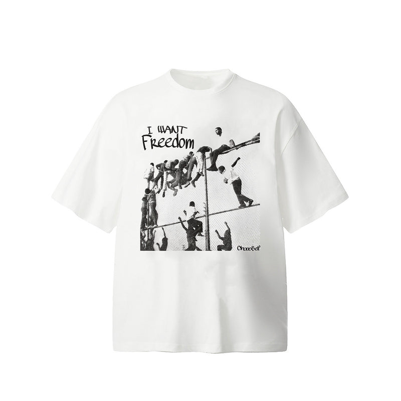 Unisex T-Shirts Vintage Pursuit Free Print Loose T-Shirts