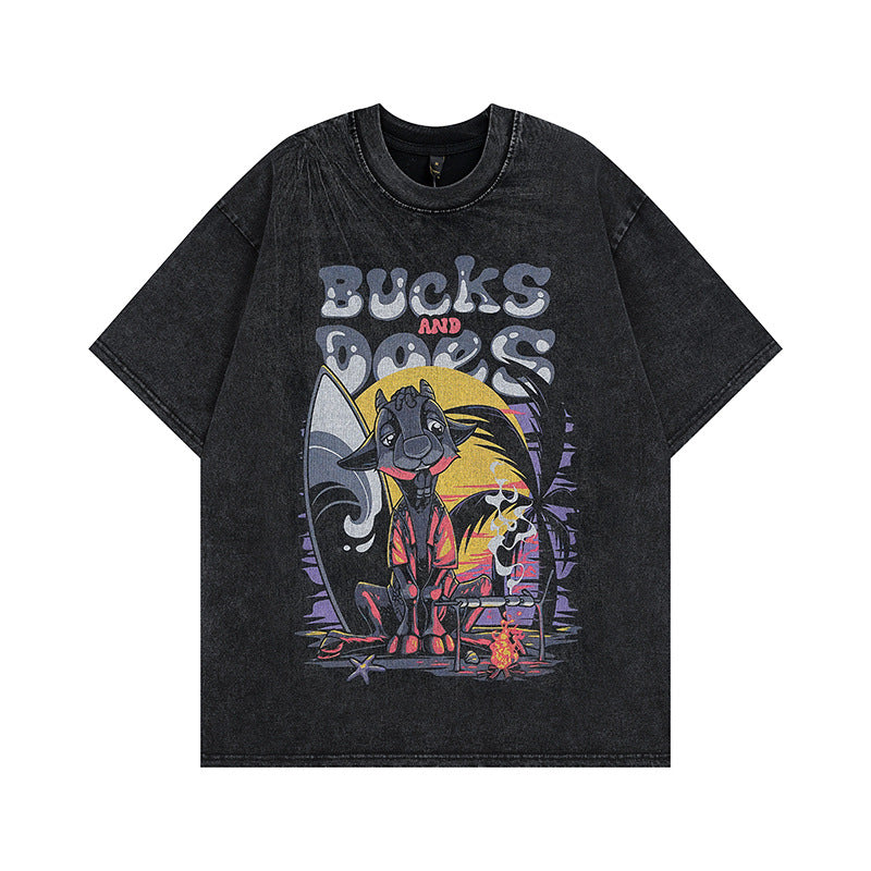 Men T-Shirt Cartoon Print Vintage