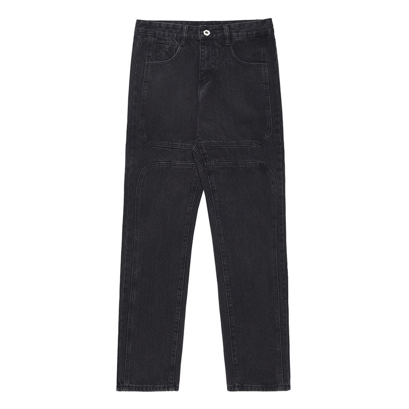 Men Jeans Stitching Straight Casual Distressed