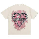 Unisex T Shirt Spiny Heart Print Short Sleeve