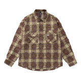 Men Long Sleeved T Shirt Plaid Cat Beard Long Sleeve Shirt Loose Embroidered Letter Shirt