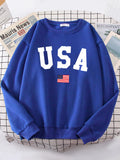 Usa American Flag Patriotic Street Hoody Women simple Oversize