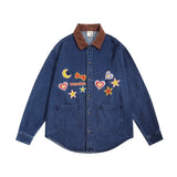 Men Long Sleeved T Shirt XINGX Embroidered Denim Shirt Men Fashion Brands Loose Pockets Long Sleeve Shirt Coat