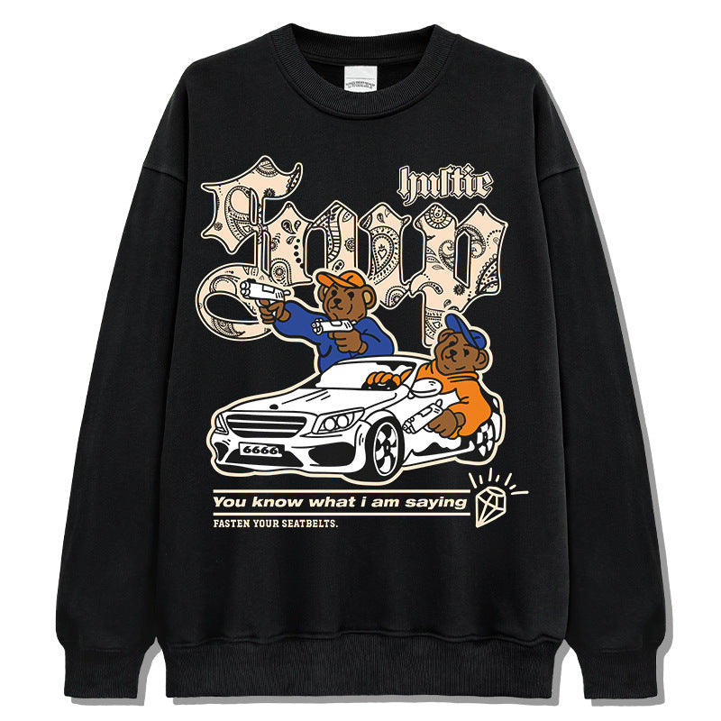 Unisex Long Sleeve Shirt Vintage Hip Hop Crew Neck Sweater