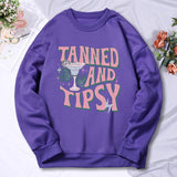 Tanned And Tipsy Pattern Print Hoodie Women Fashion