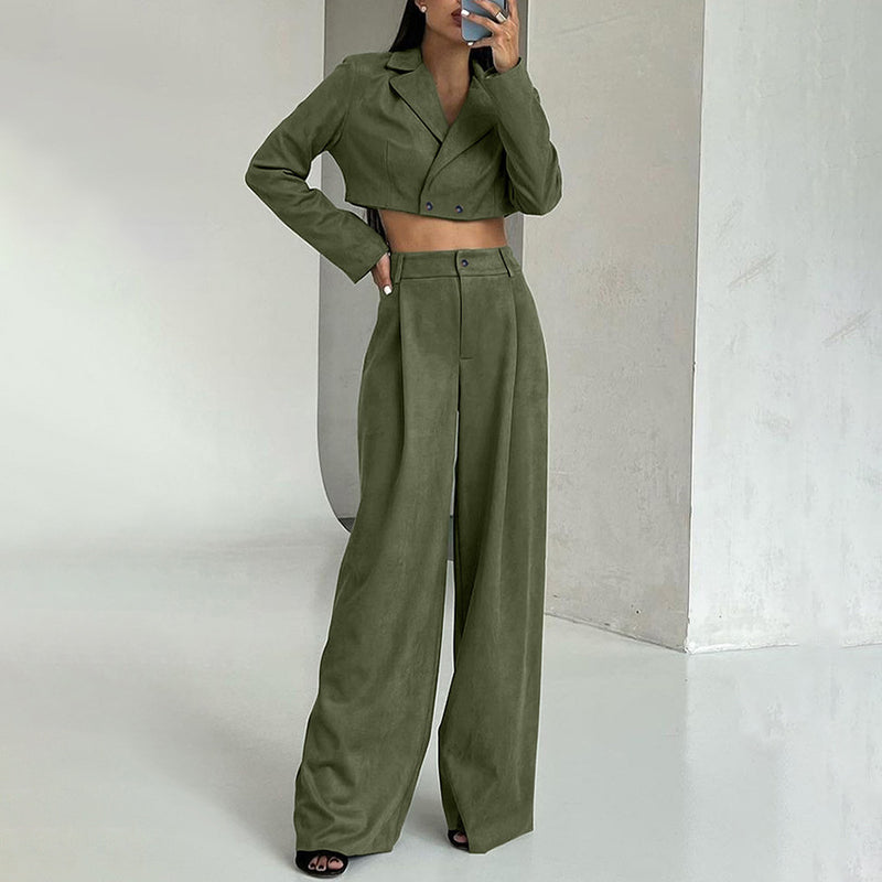 Women Co-Ords Short Suit Coat High Waist Casual
