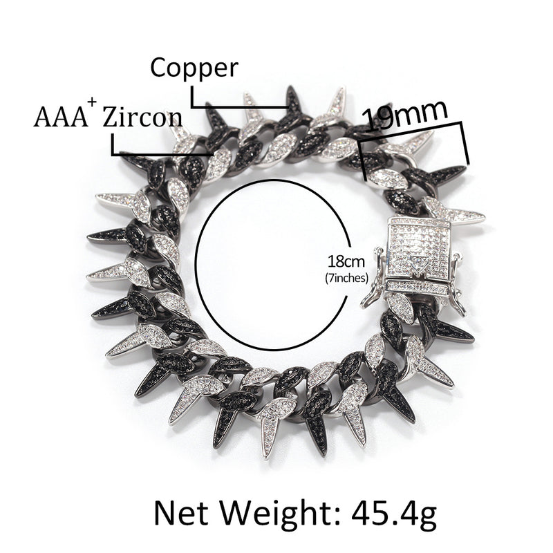 Bracelet Hiphop Cuban Bracelet 19MM Copper with Zircon Full Diamond Jesus Pieces St. Valentine's