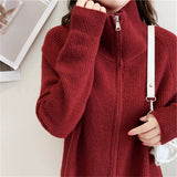 Women Knitted Cardigan Vintage Loose Sweater
