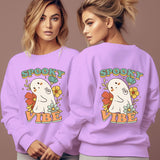 Women's Spooky Vibe Print Hoodies Fashion Cartoon Flower Gho