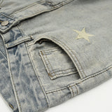 Men Jeans Star Embroidery Loose Casual