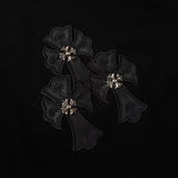 CHH Chrome Hearts T Shirts Heavy Industry Cross Patch Sleeve Sanskrit Rhinestone Hot Fixed Short Sleeve T-shirt