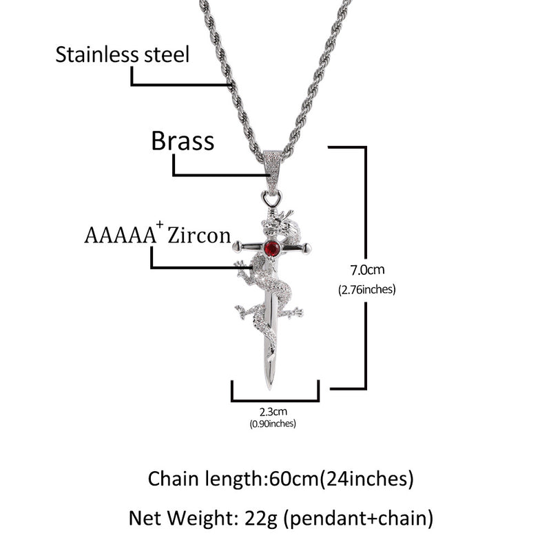 Jewelry Hip Hop Chinese Dragon Cross Miniature Zircon Pendant Royalty Crosses Jesus Pieces