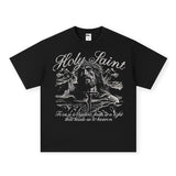 Vintage T-shirts High Street Short Sleeve T-Shirt Cotton Washed Old Long Sleeve