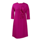 Women Dress Summer round Neck Solid Color Dress