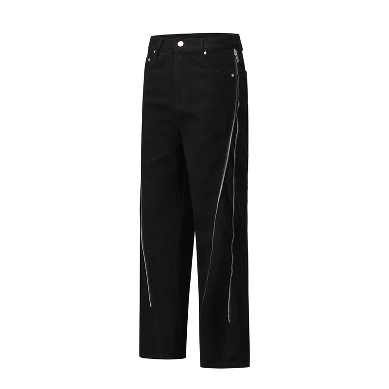 Men Jeans Zipper Stitching Loose