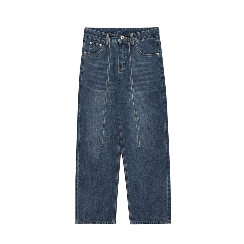 Men Jeans Drawstring Jeans Loose Casual