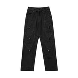 Men Jeans Hole Personalized Punk Design Stitching