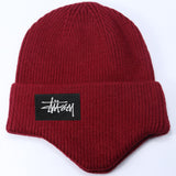 Stussy Hat Winter Knitted Hat Men's and Women's Warm Ear Protector Outdoor Wool Hat