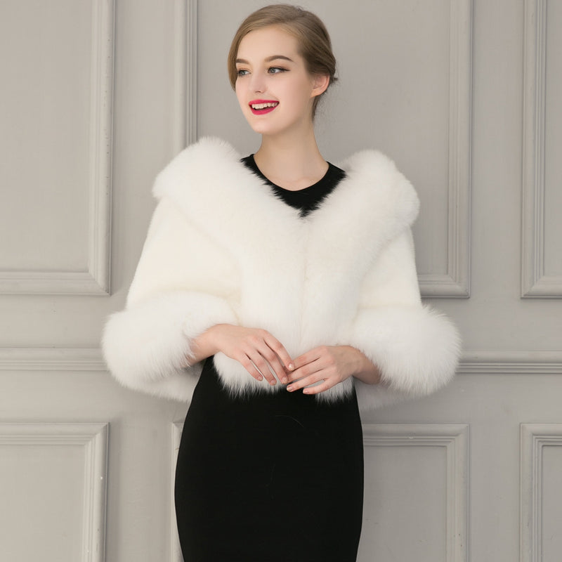 Women Fur Jacket Elegant Plush Shawl