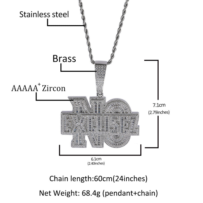 Jewelry Hip Hop Necklace Microencrusted Zircon Fashion Twist Chain Spectrum Word Up St. Valentine's