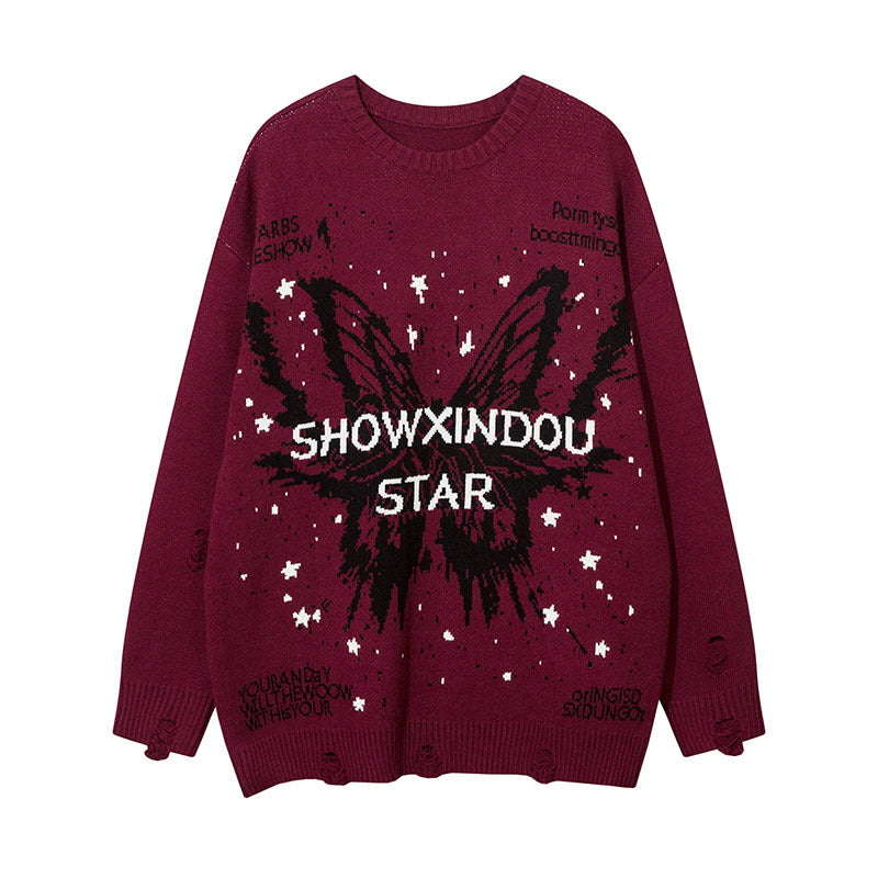 Women Sweater Butterfly Jacquard Knitted Coat