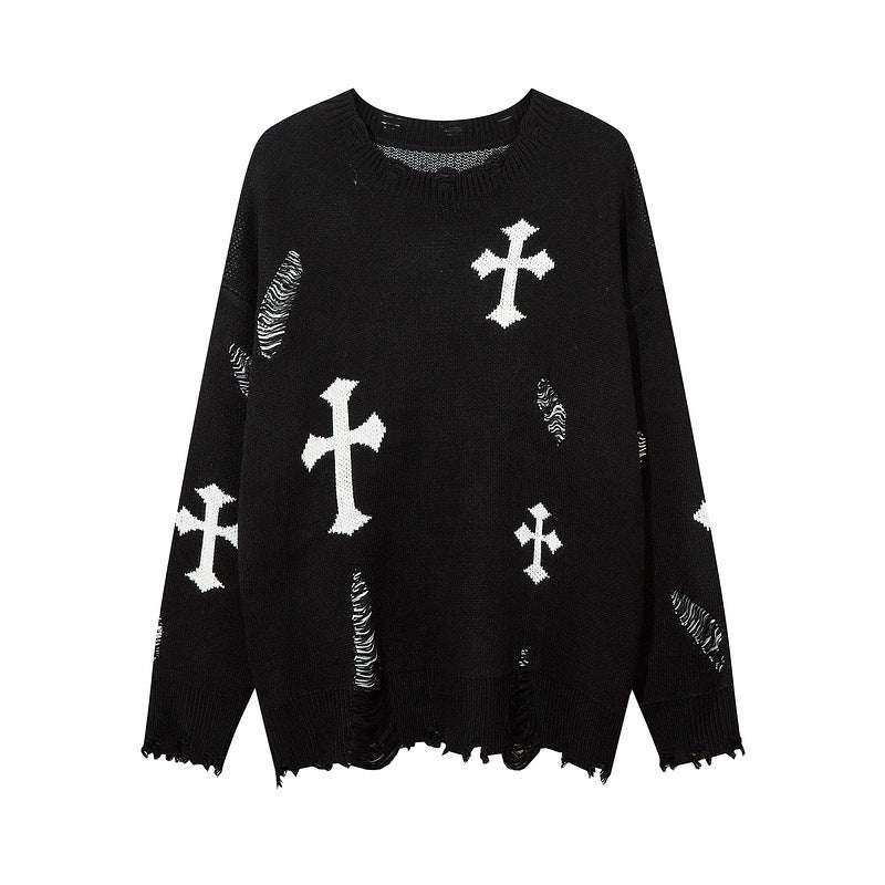 Women Sweater Vintage Cross Hole Idle Style