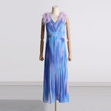 Bohemian Dress Pleated Feather Dress